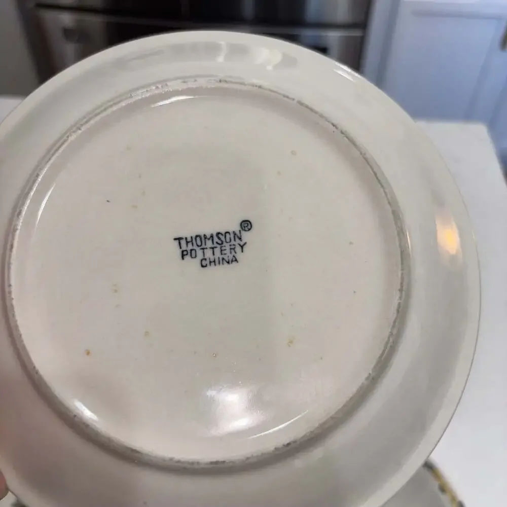 Set of 6 Thomson Pottery Birdhouse Pattern Salad Plates